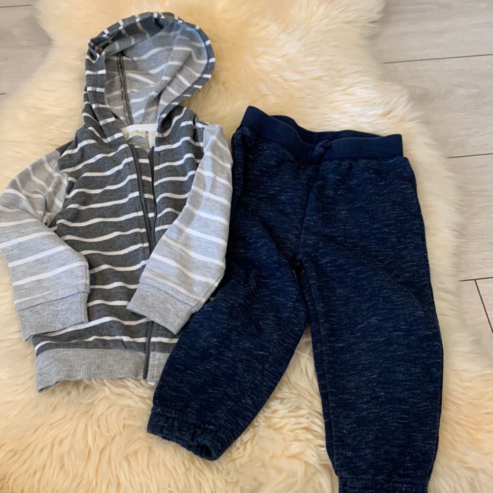 Gray Striped Hoodie and Blue Sweatpants in 24M by First Impressions
